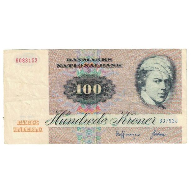 Geldschein, Dänemark, 100 Kroner, 1972, KM:51h, SS