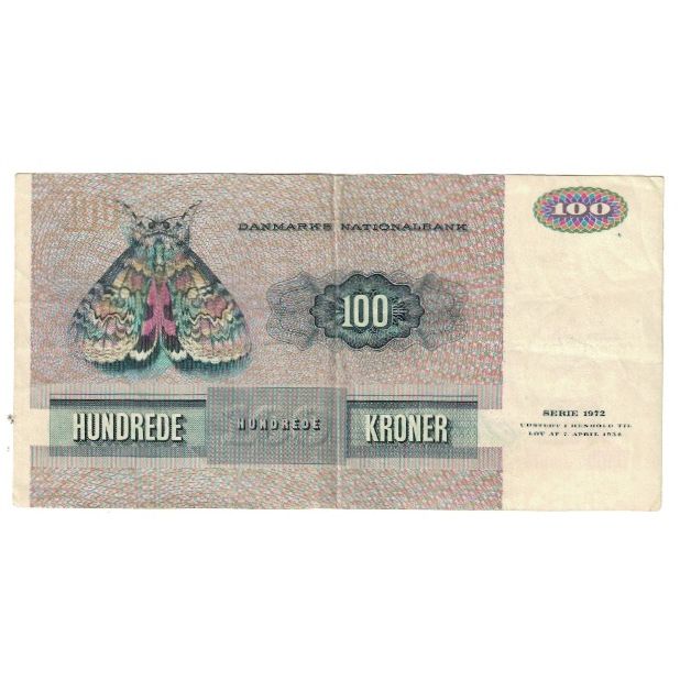 Geldschein, Dänemark, 100 Kroner, 1972, KM:51h, SS