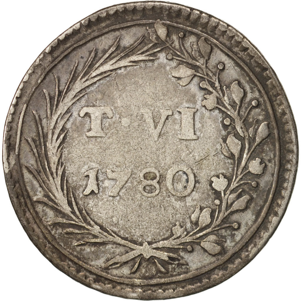 Moneta, MALTA, ORDINE DI, Emmanuel de Rohan, Vi (6) Tari, 1780, BB, Argento