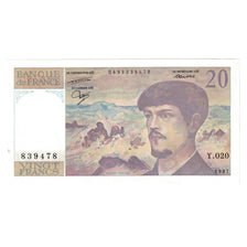 Frankreich, 20 Francs, Debussy, 1987, Y.020, UNZ, Fayette:66.08, KM:151b