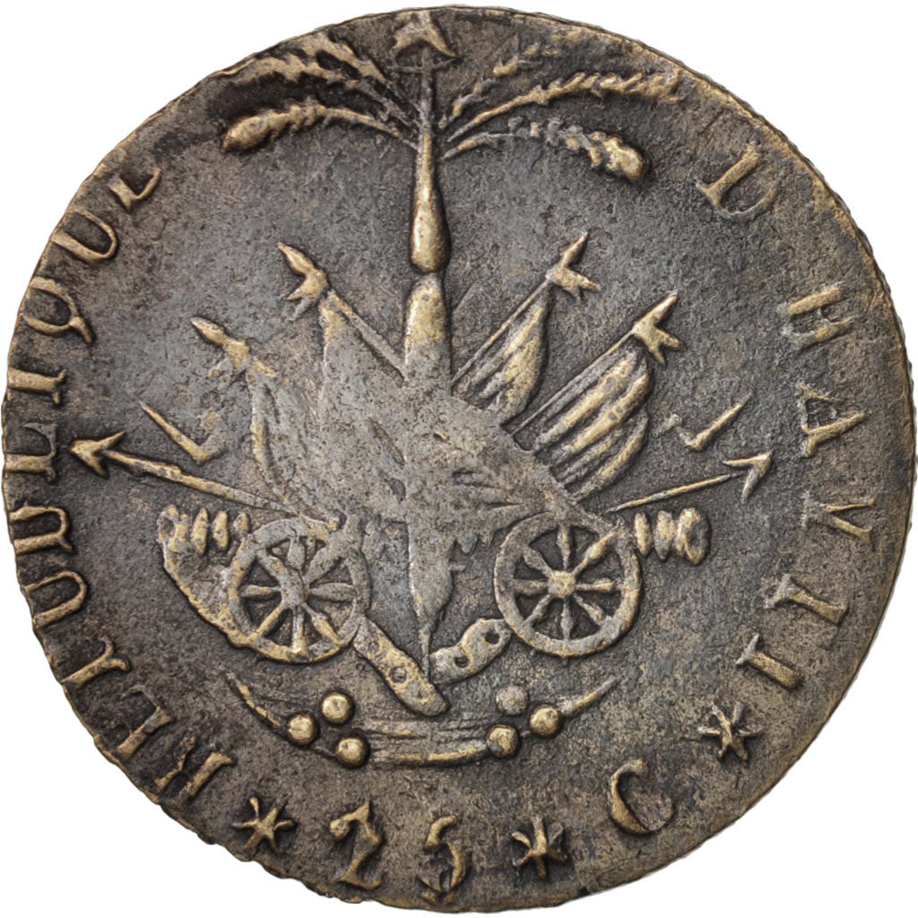 Haiti, 25 Centimes, 1817, EF(40-45), copper, contemporary forgery, KM:15.1