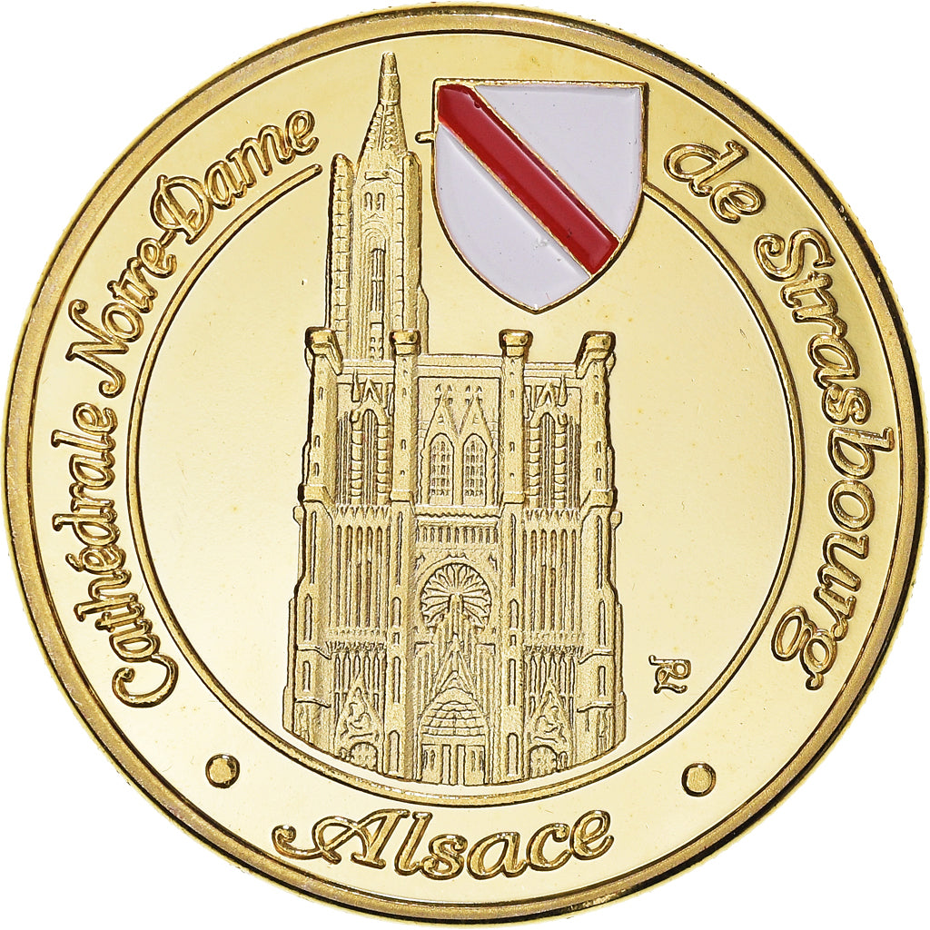 Francia, zeton, Jetón turístico, Alsace, Ville de Strasbourg, FDC, Copper Gilt