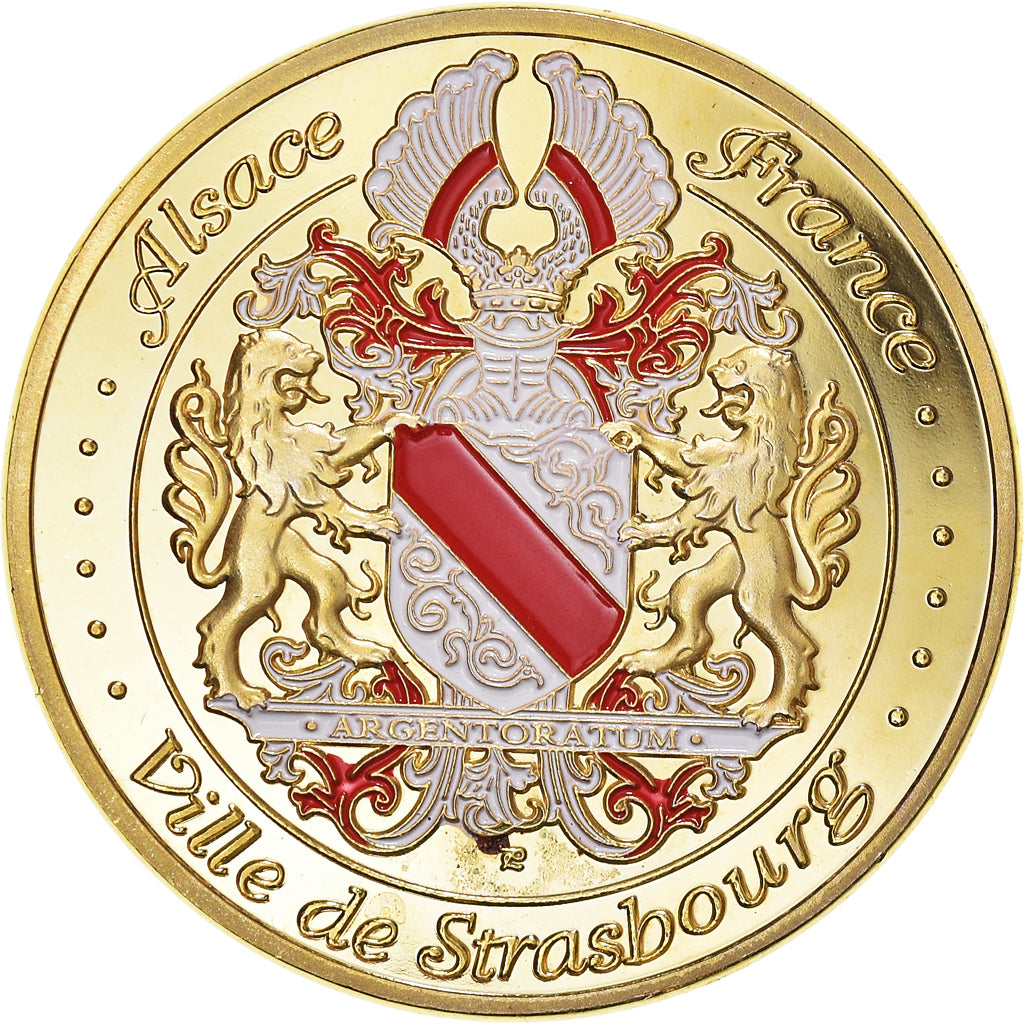 Francia, zeton, Jetón turístico, Alsace, Ville de Strasbourg, FDC, Copper Gilt