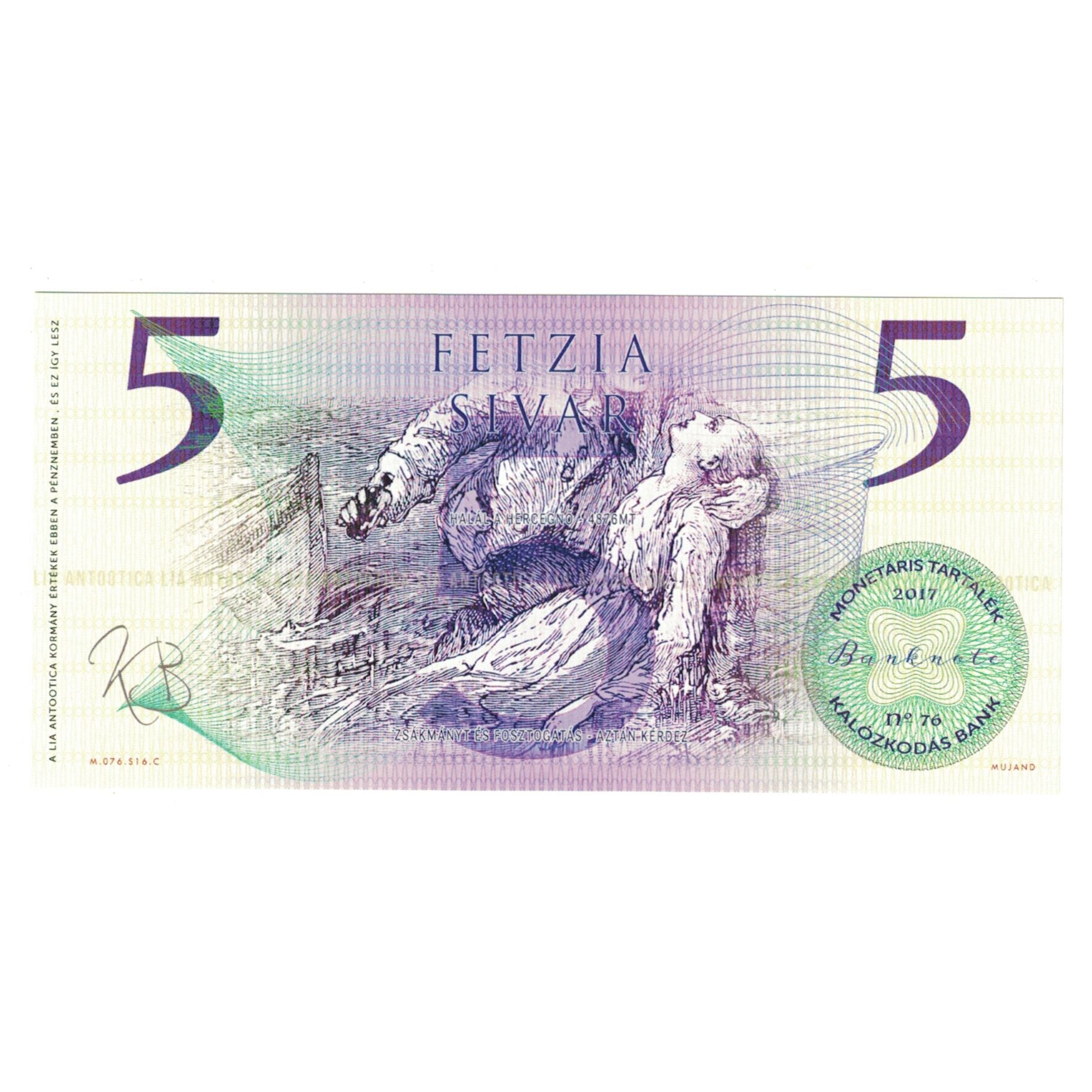 Banknote, East Caribbean States, 2017, PIRATES BANKNOTE 5 SILVAR, UNC(65-70)
