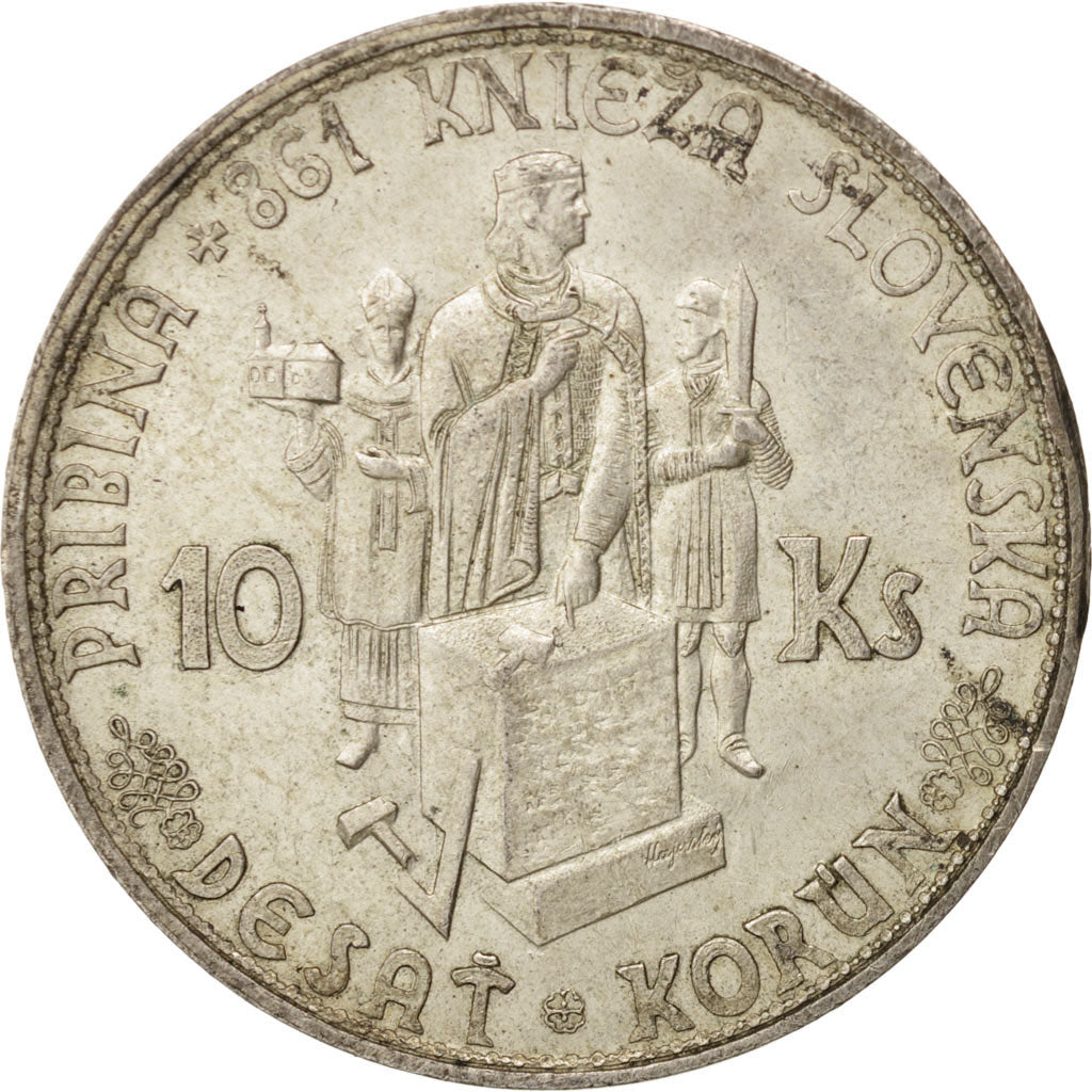 Slovakia, 10 Korun, 1944, AU(55-58), Silver, KM:9.1