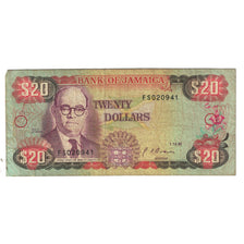 Banknote, Jamaica, 20 Dollars, 1991, 1991-10-01, KM:68a, VF(20-25)