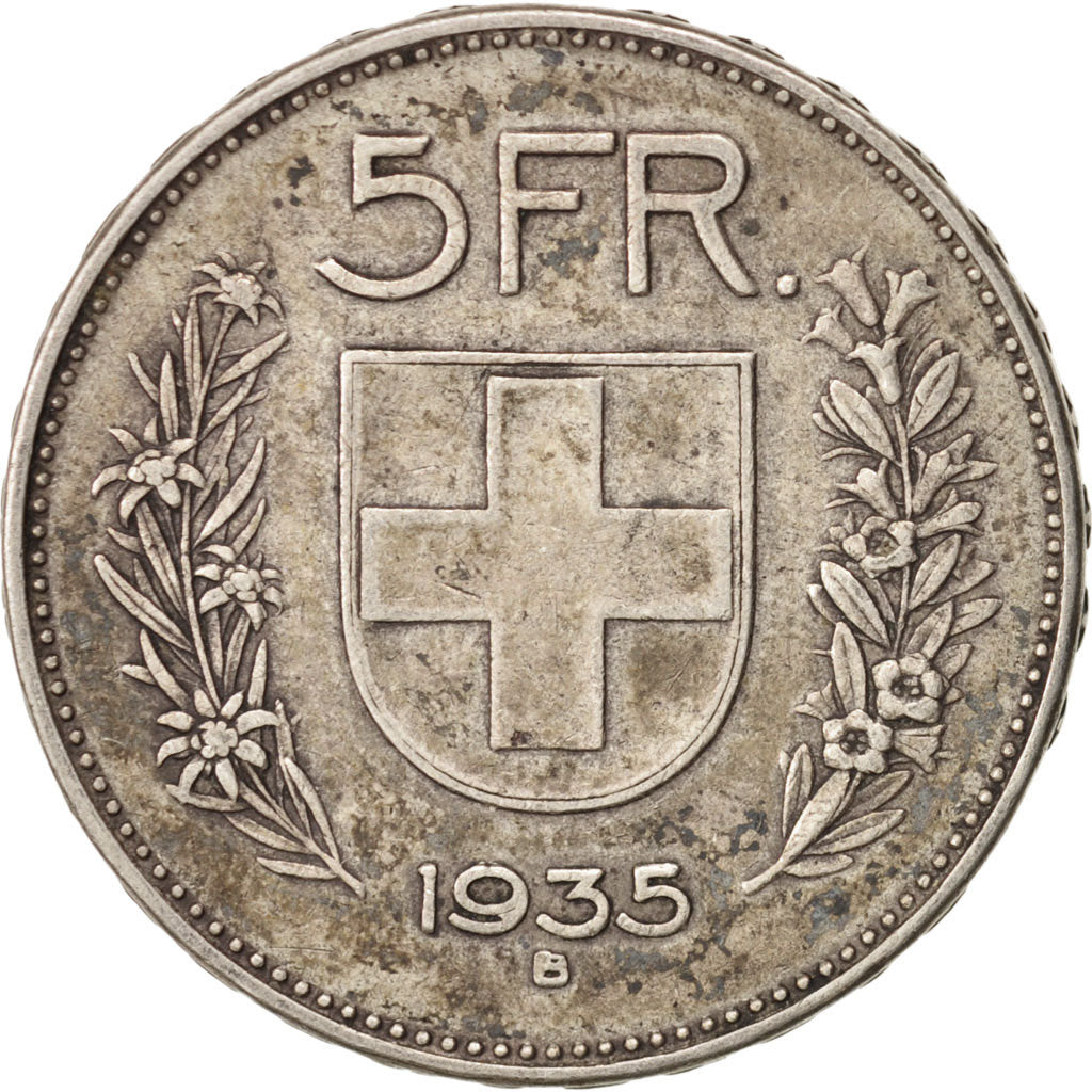 Switzerland, 5 Francs, 1935, Bern, EF(40-45), Silver, KM:40