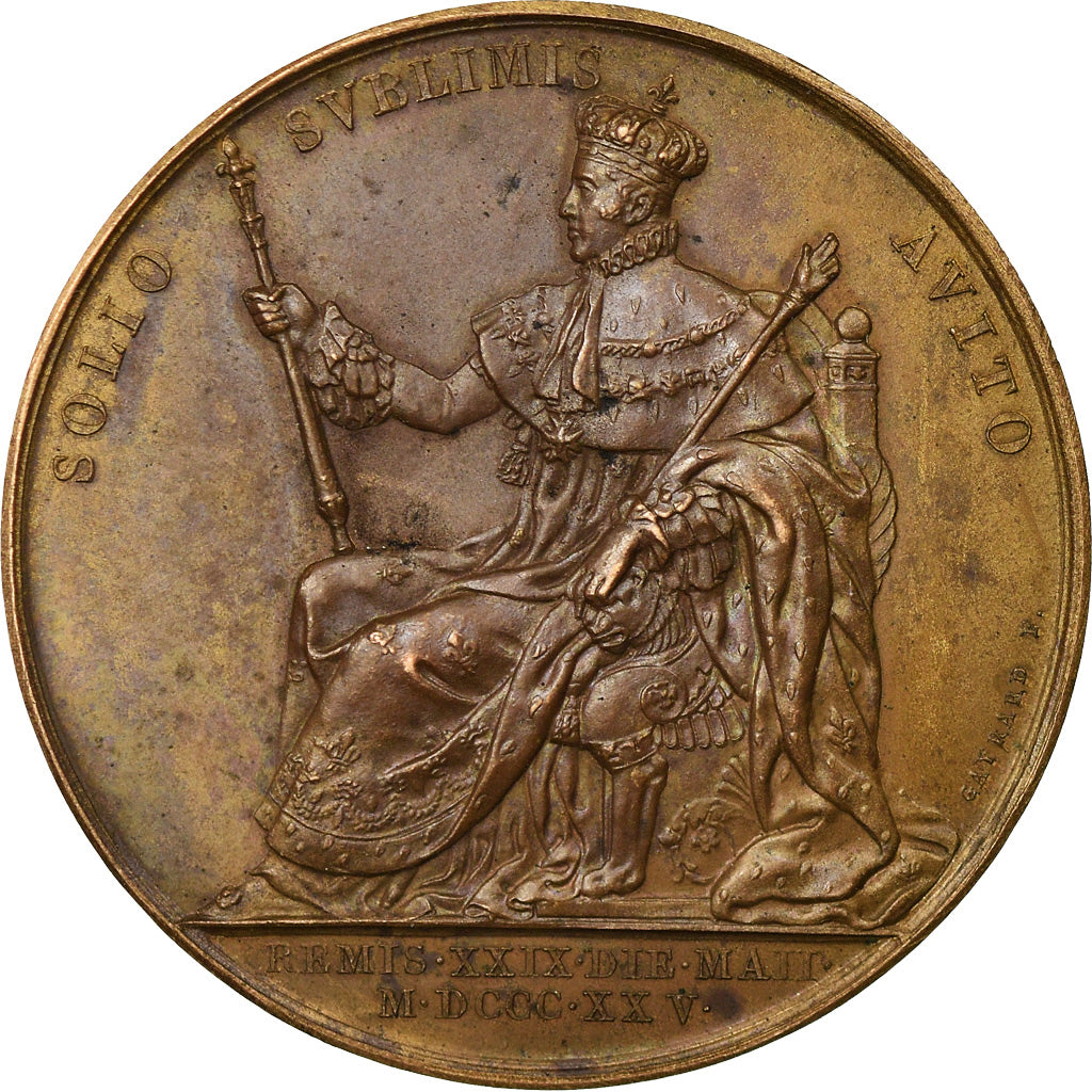 Francia, medaglia, Charles X, Sacre à Reims, 1825, Gayrard, BB+, Bronzo