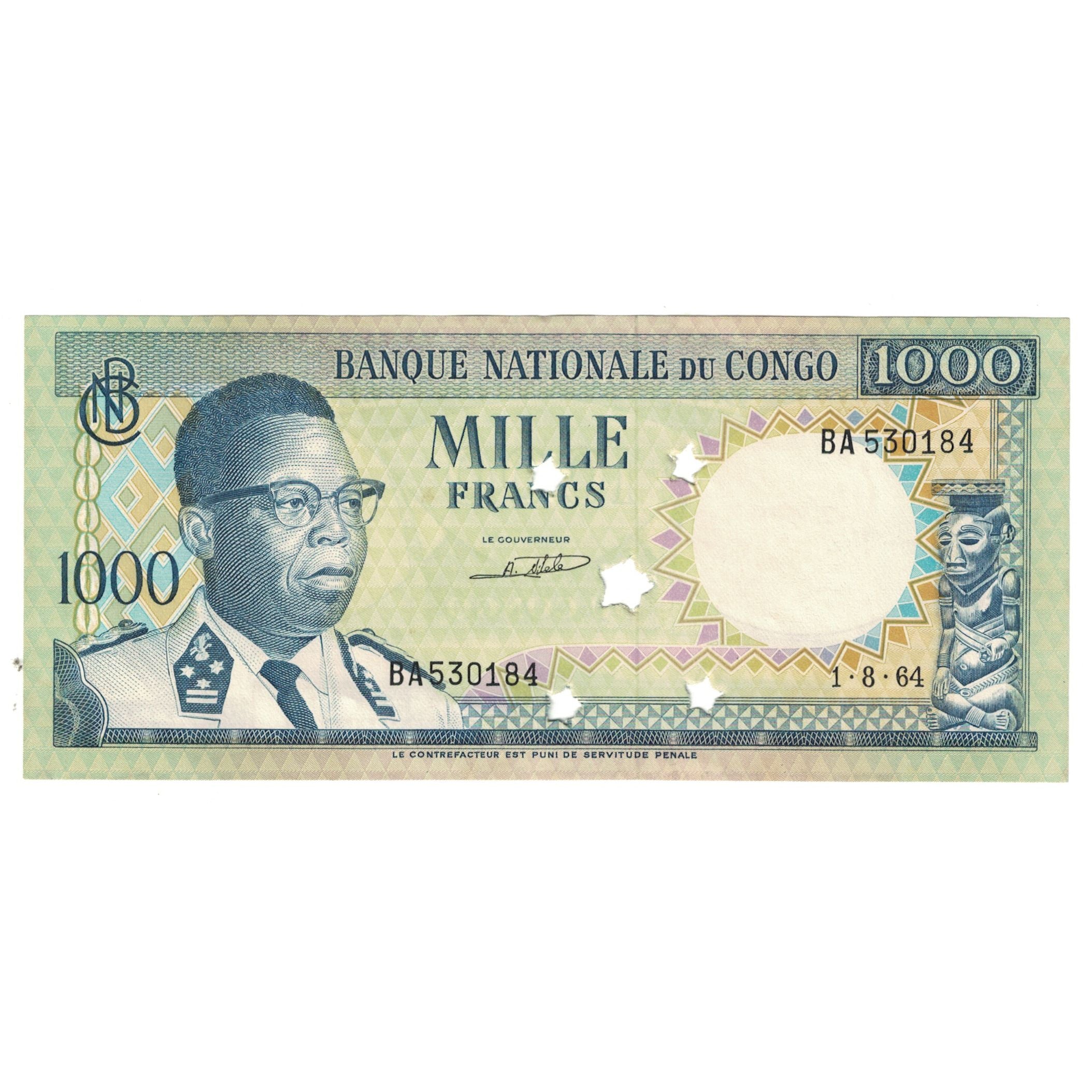 Banknote, Congo Democratic Republic, 1000 Francs, 1964, 1964-08-01, KM:8a