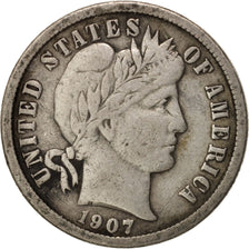 Stati Uniti, Barber Dime, Dime, 1907, U.S. Mint, Philadelphia, BB, Argento, K...