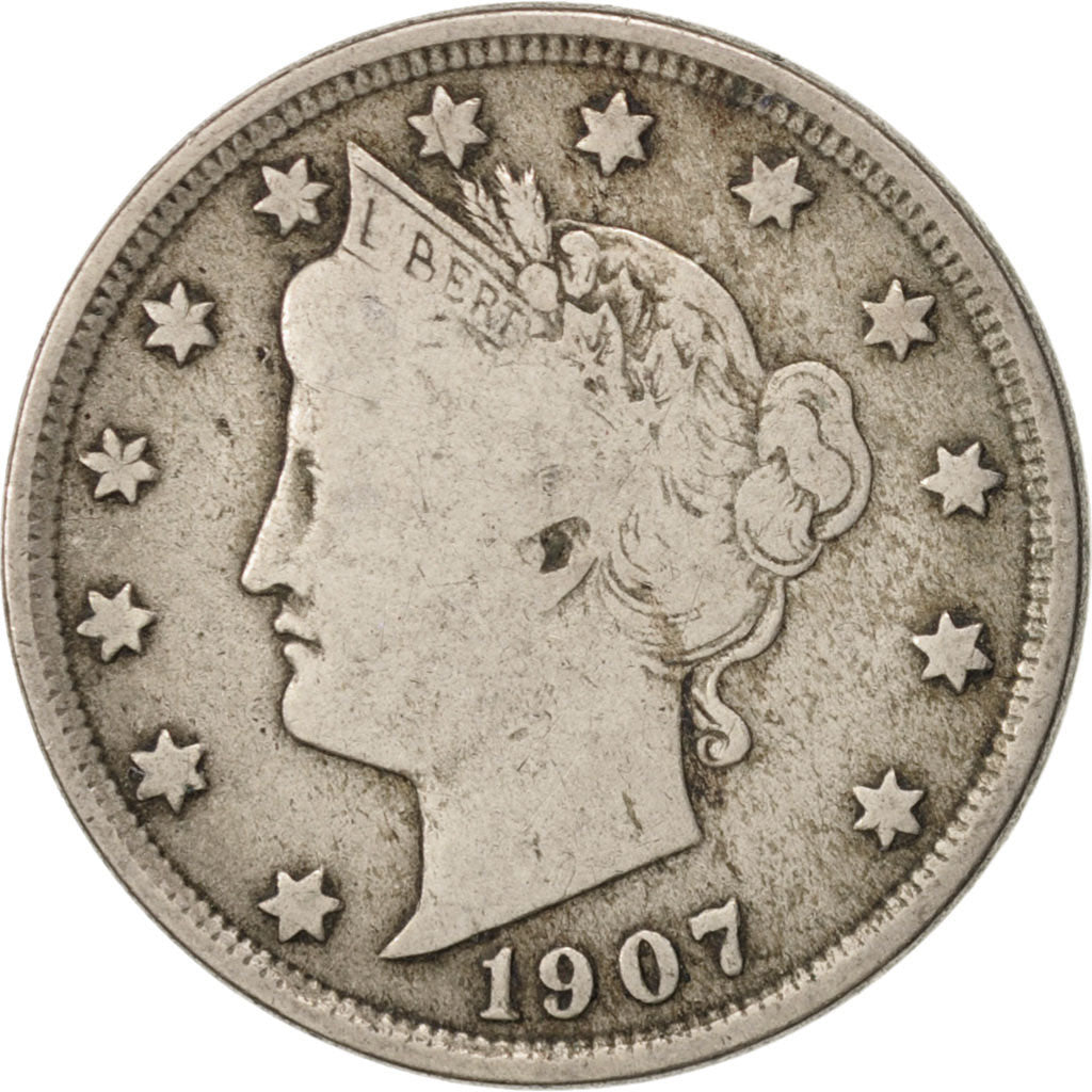 États-Unis, Liberty Nickel, 5 Cents, 1907, U.S. Mint, Philadelphia, TTB, KM 112