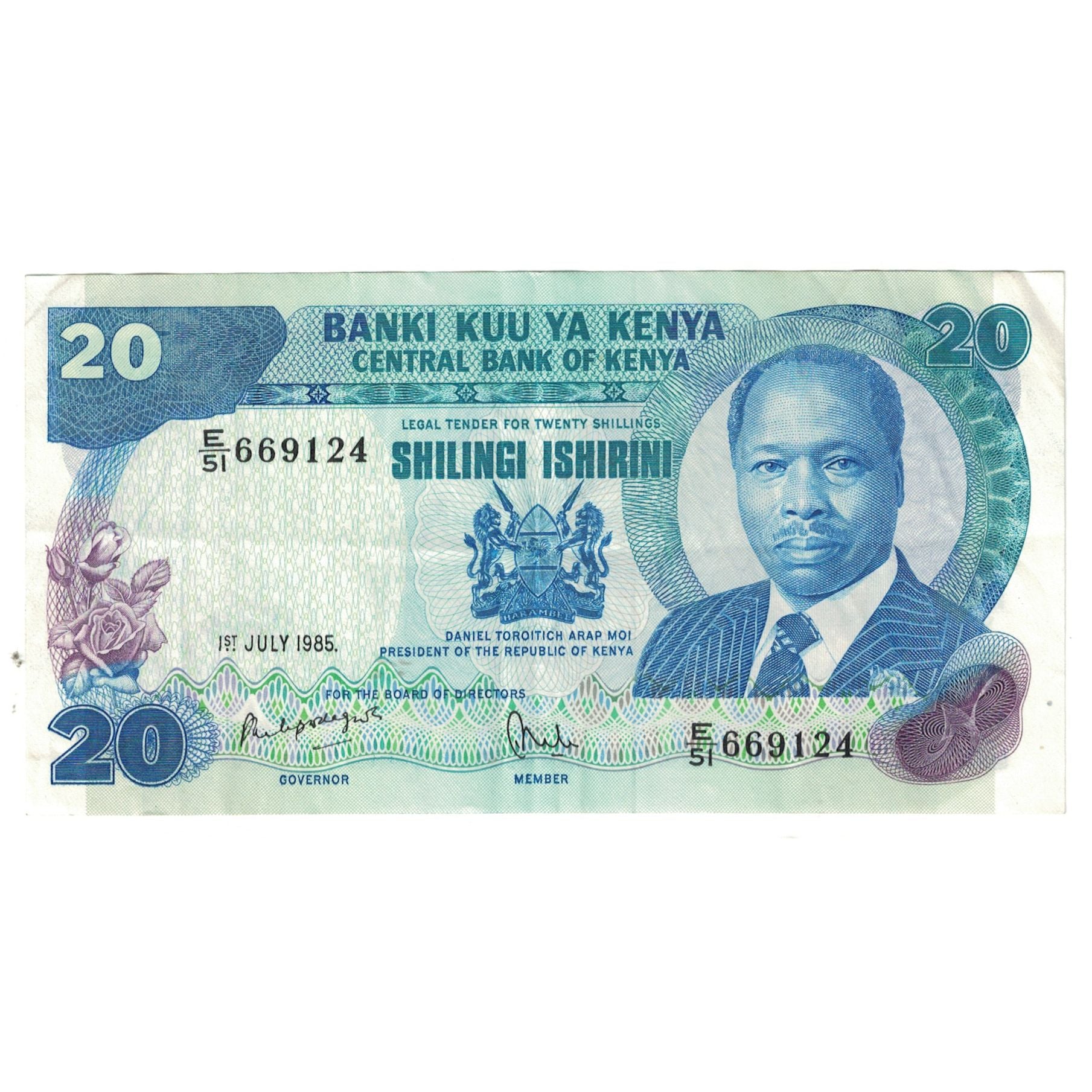 Banknote, Kenya, 20 Shillings, 1985, 1985-07-01, KM:21d, EF(40-45)