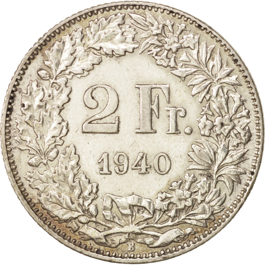 Switzerland, 2 Francs, 1940, Bern, EF(40-45), Silver, KM:21