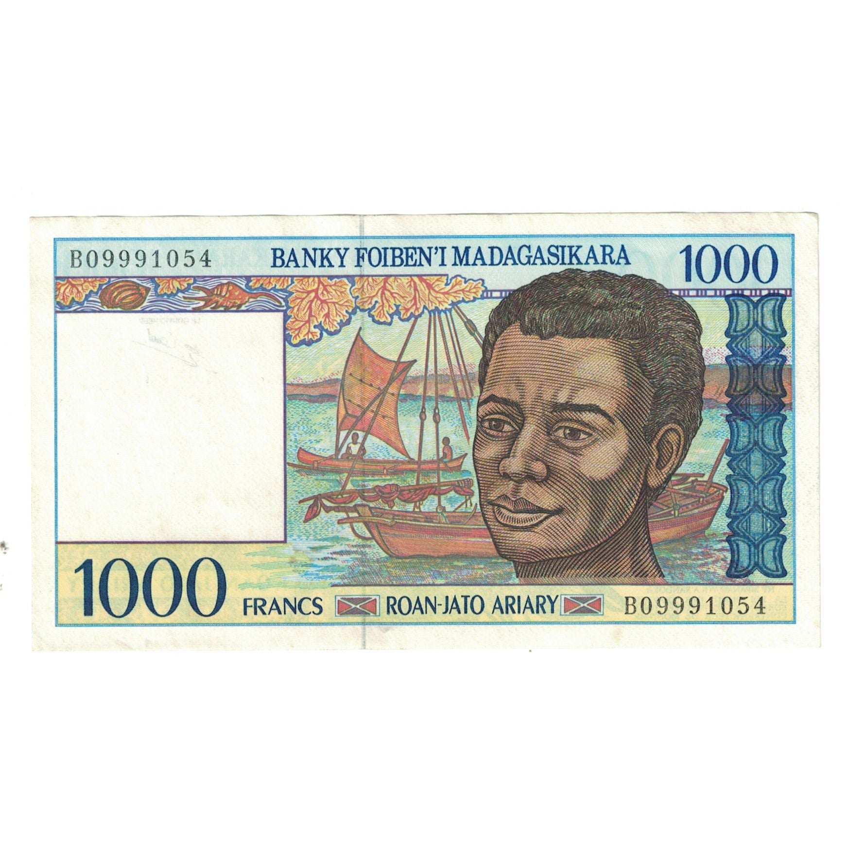 Banknote, Madagascar, 1000 Francs = 200 Ariary, KM:76a, AU(55-58)