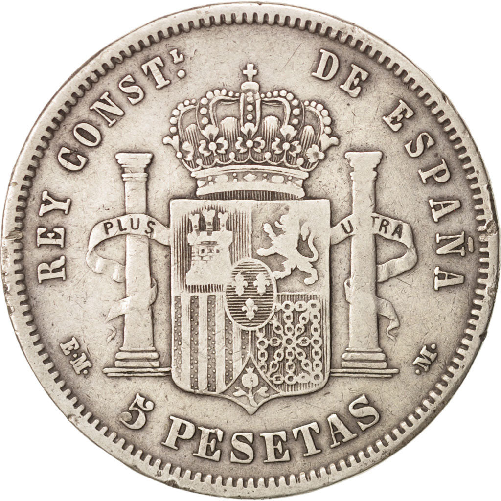 Spain, Alfonso XII, 5 Pesetas, 1878, Madrid, VF(30-35), Silver, KM:676