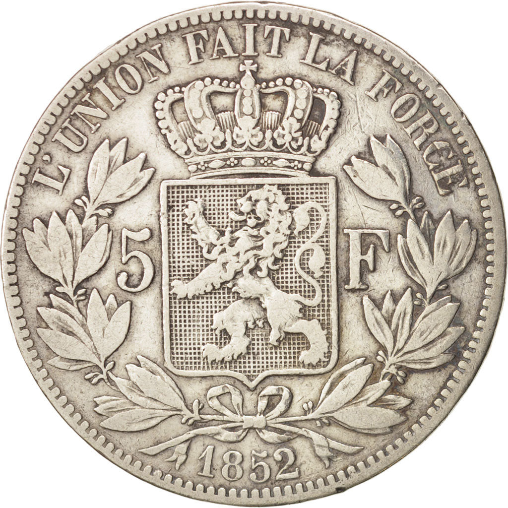 Belgium, Leopold I, 5 Francs, 5 Frank, 1852, VF(20-25), Silver, KM:17