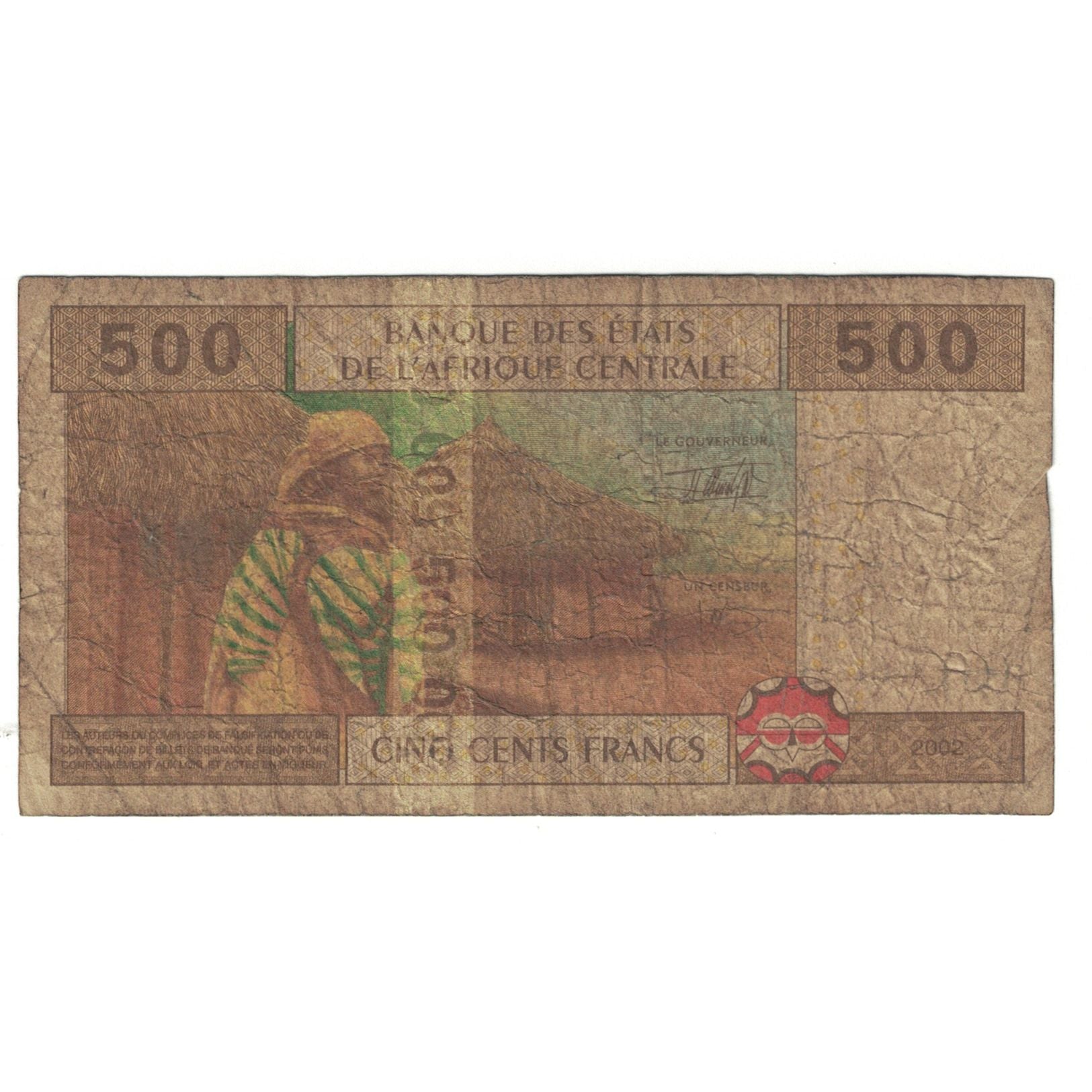 Banknote, Central African States, 500 Francs, 2002, KM:106T, F(12-15)