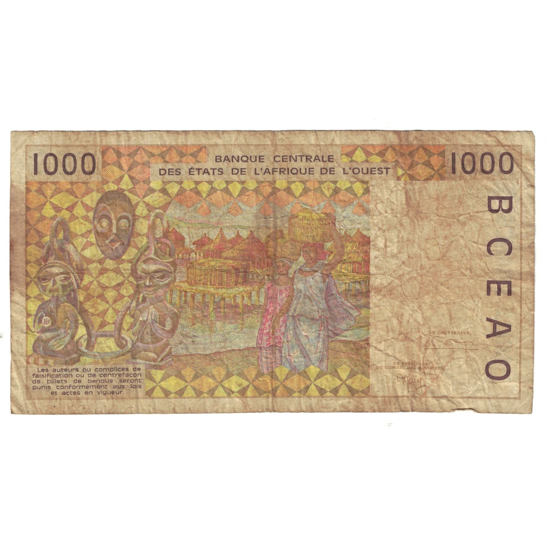 Banknote, West African States, 1000 Francs, 2003, KM:111Ai, VF(20-25)