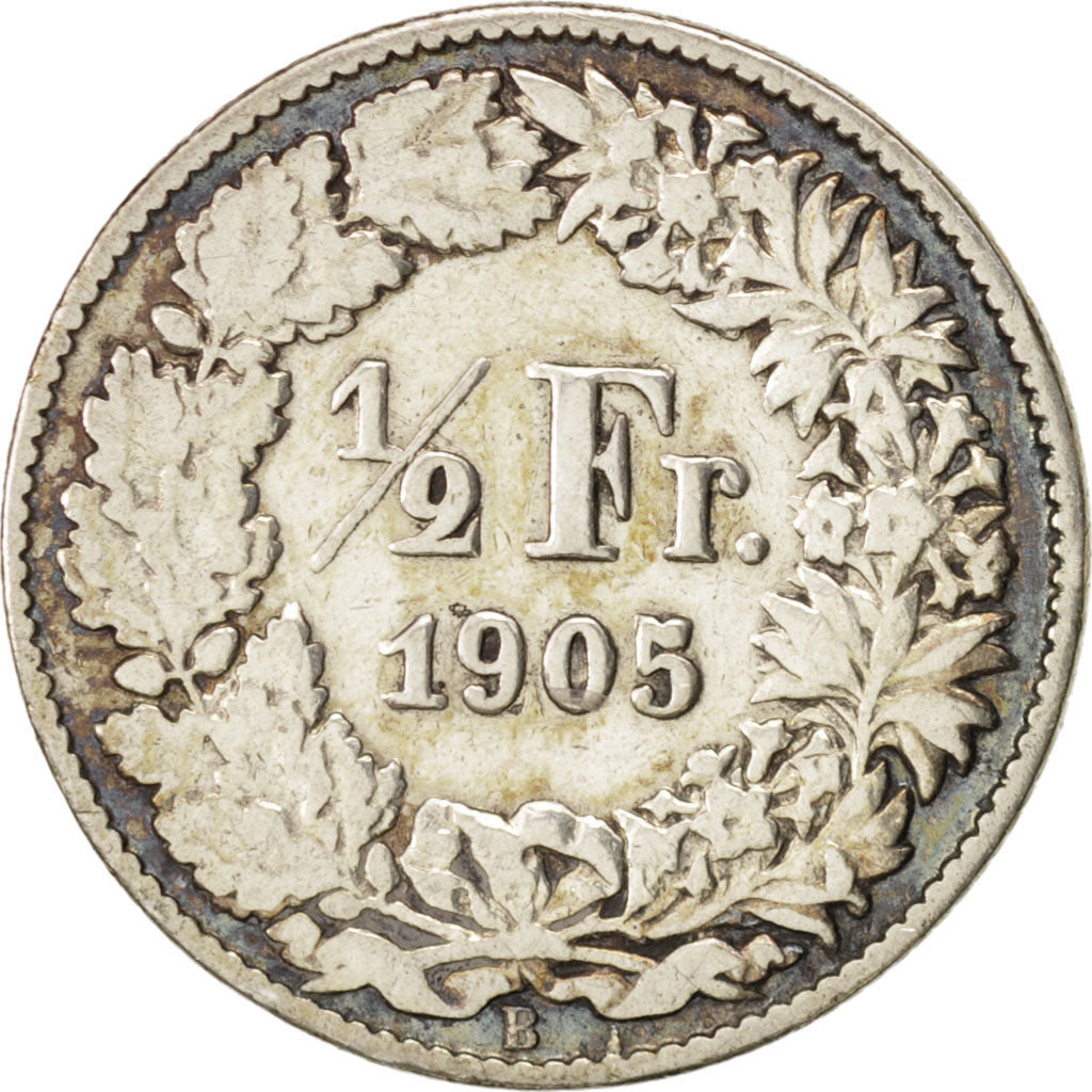 Switzerland, 1/2 Franc, 1905, Bern, VF(20-25), Silver, KM:23