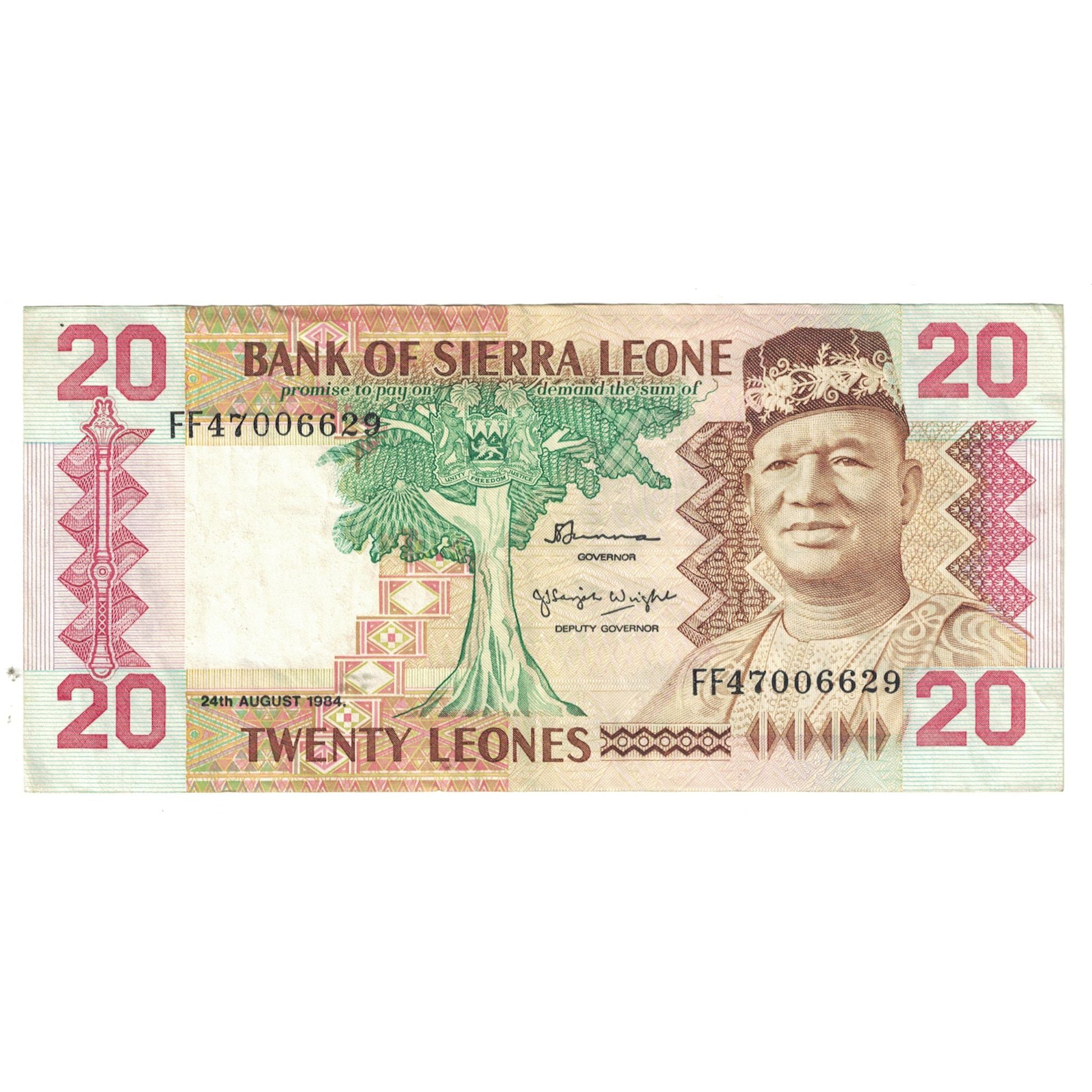 Banknote, Sierra Leone, 20 Leones, 1984, 1984-08-24, KM:14b, EF(40-45)