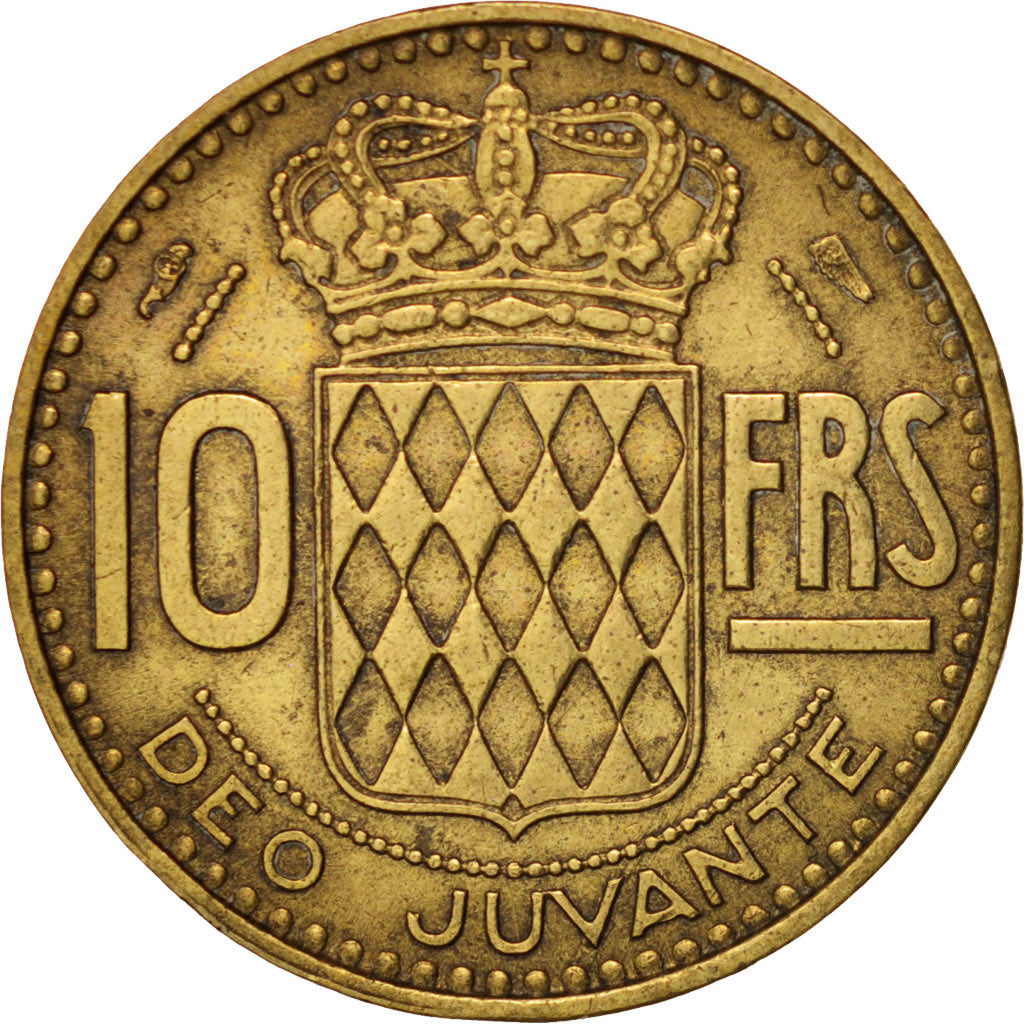 Monaco, Rainier III, 10 Francs, 1950, EF(40-45), Aluminum-Bronze, KM:130