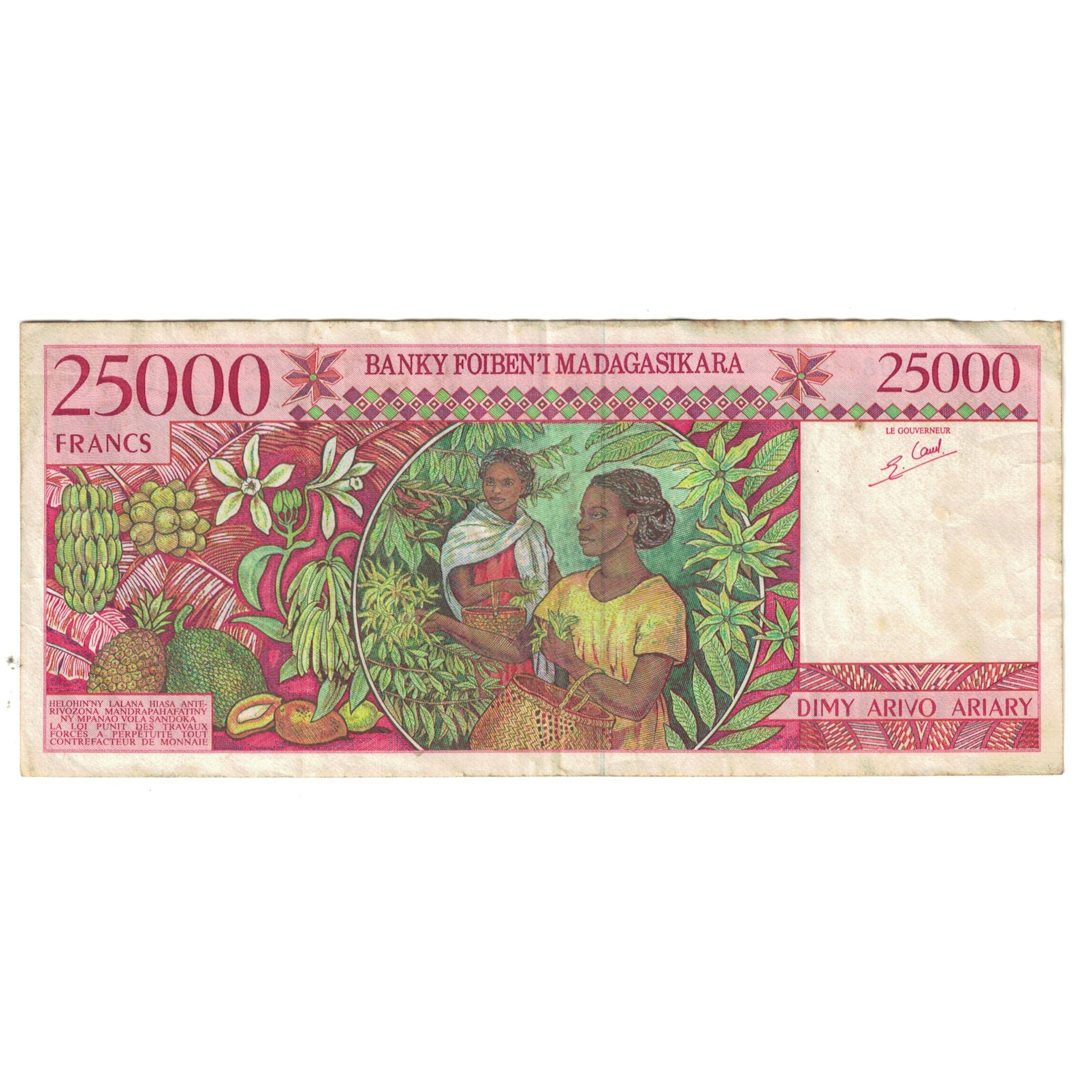 Banknote, Madagascar, 25,000 Francs = 5000 Ariary, KM:82, VF(20-25)