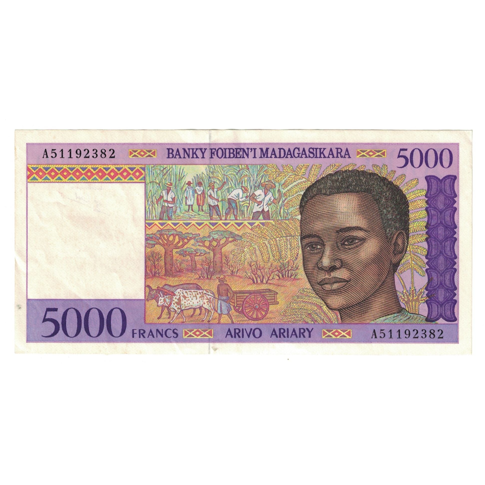Banknote, Madagascar, 5000 Francs = 1000 Ariary, Undated (1995), KM:78b