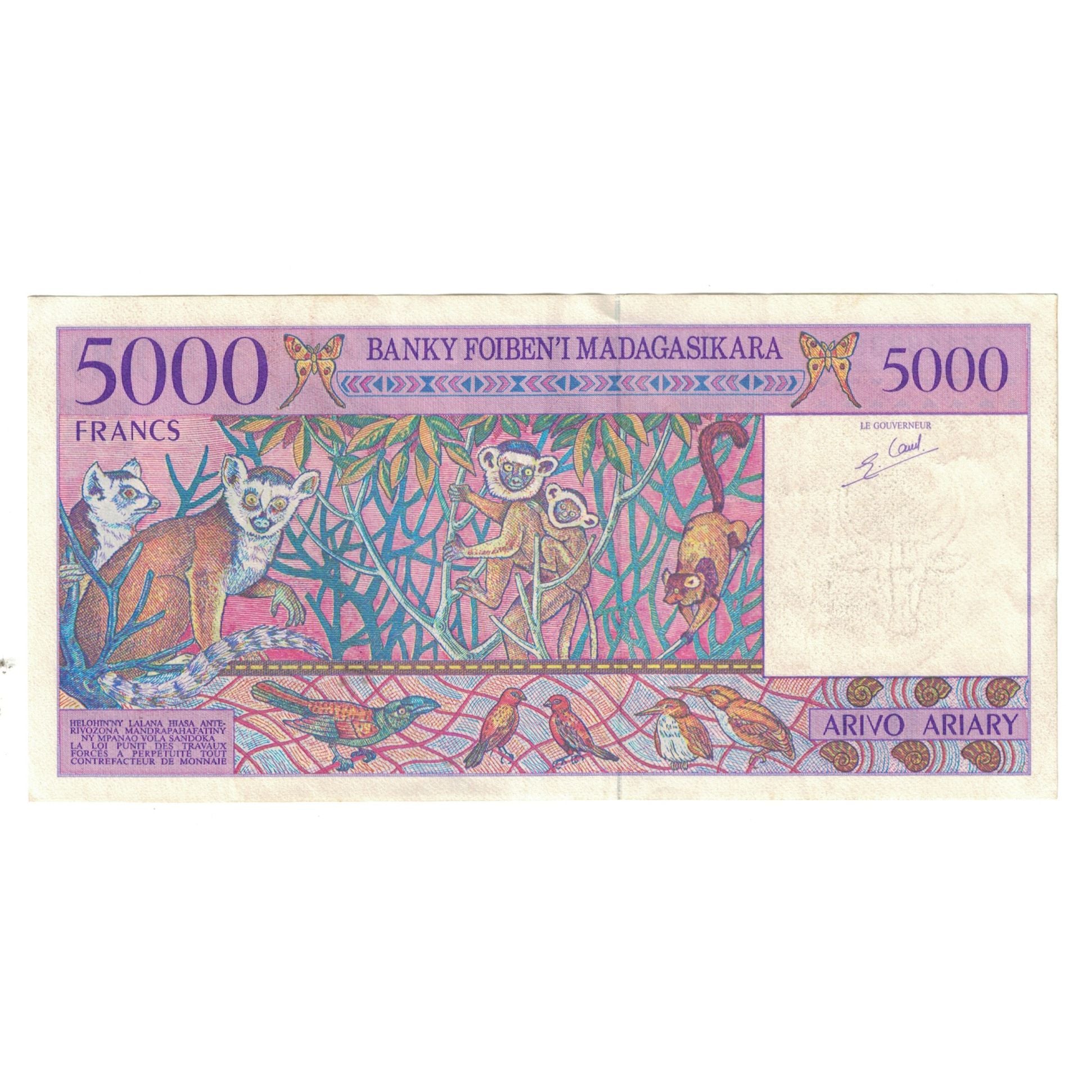 Banknote, Madagascar, 5000 Francs = 1000 Ariary, Undated (1995), KM:78b