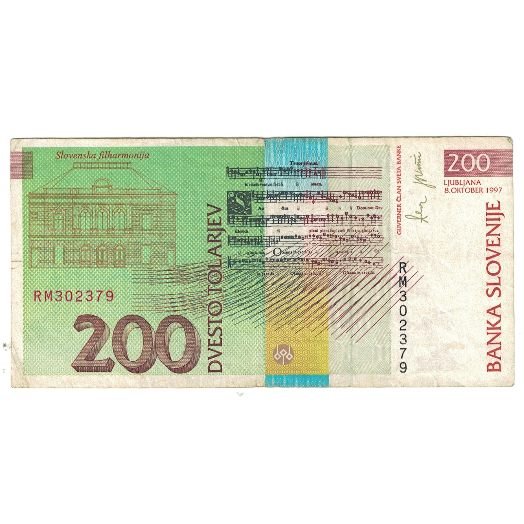 Banknote, Slovenia, 200 Tolarjev, 1997, 1997-10-08, KM:15b, VF(20-25)