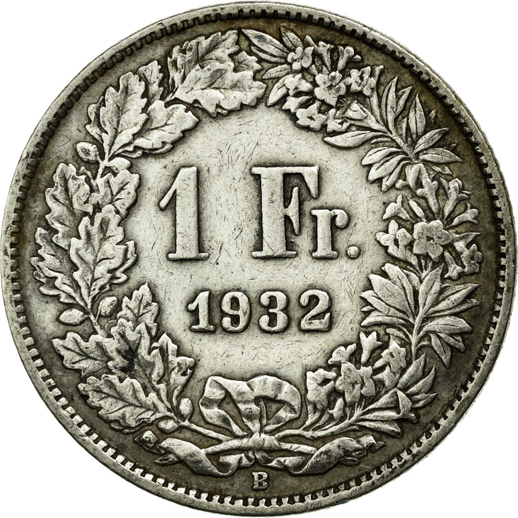 Coin, Switzerland, Franc, 1932, Bern, EF(40-45), Silver, KM:24