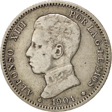 Spain, Alfonso XIII, Peseta, 1904, Madrid, VF(30-35), Silver, KM:721