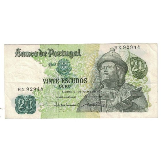 Billet, Portugal, 20 Escudos, 1971, 1971-07-27, KM:173, TTB