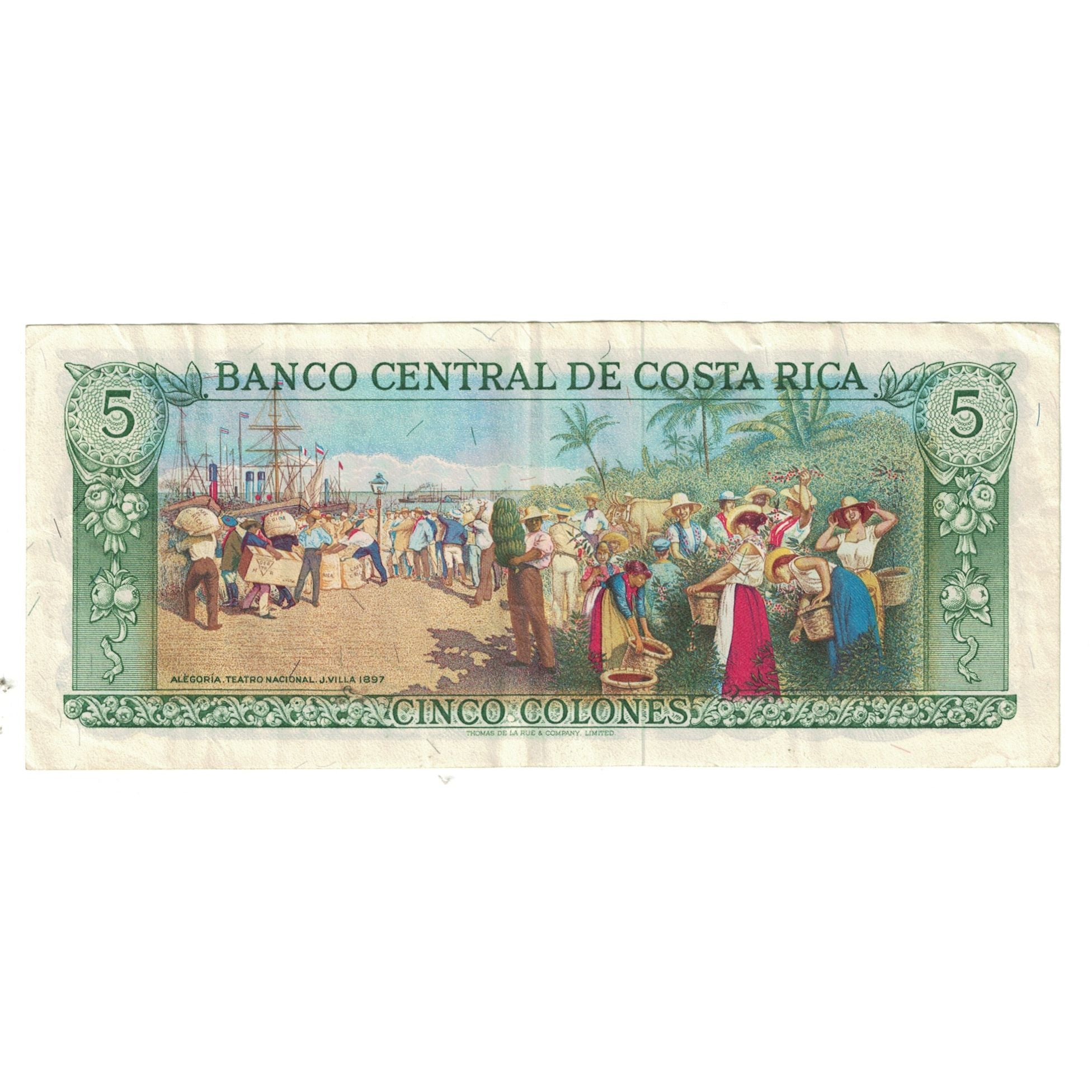 Billete, 5 Colones, 1976, Costa Rica, 1976-05-04, KM:236d, MBC