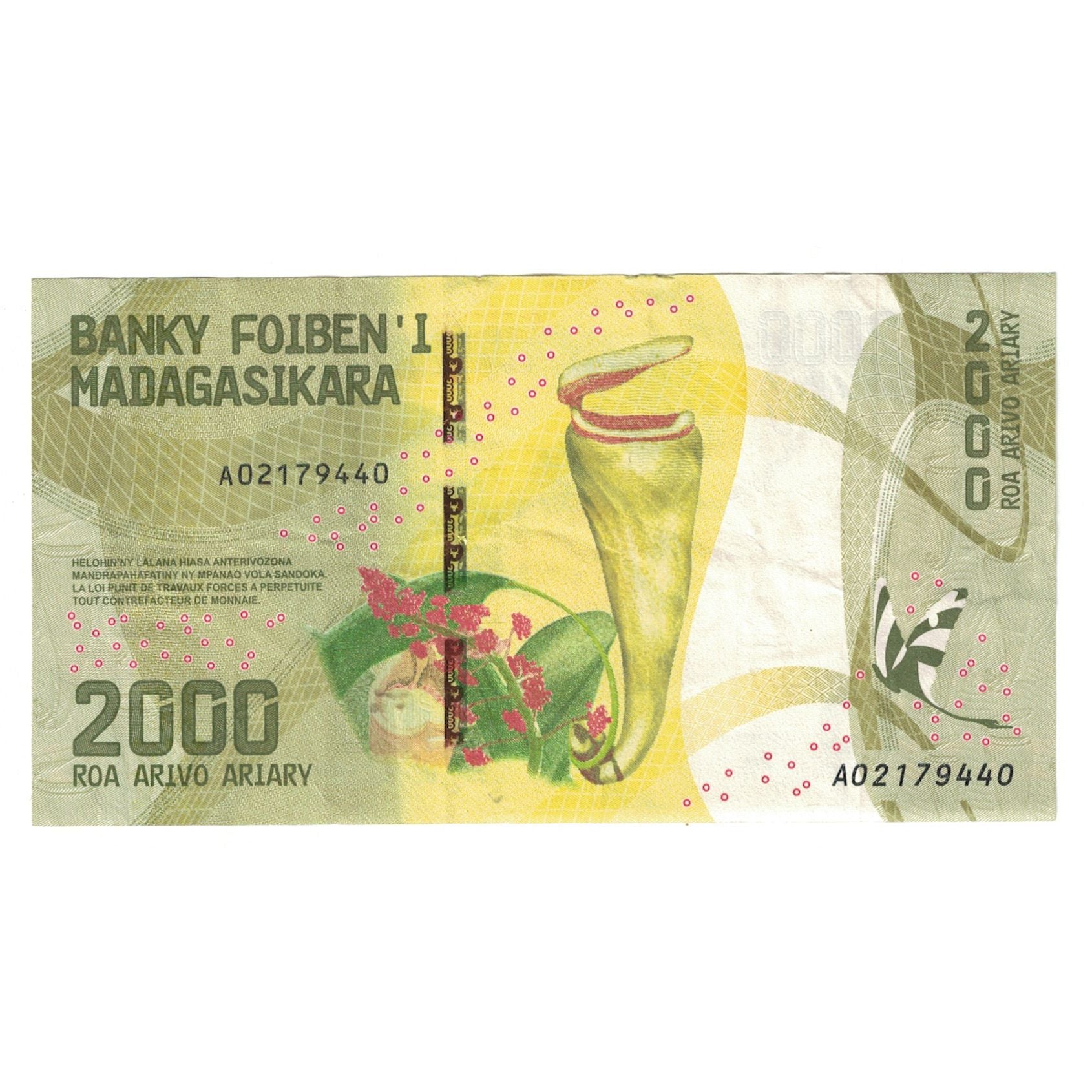Billete, 2000 Ariary, Madagascar, MBC