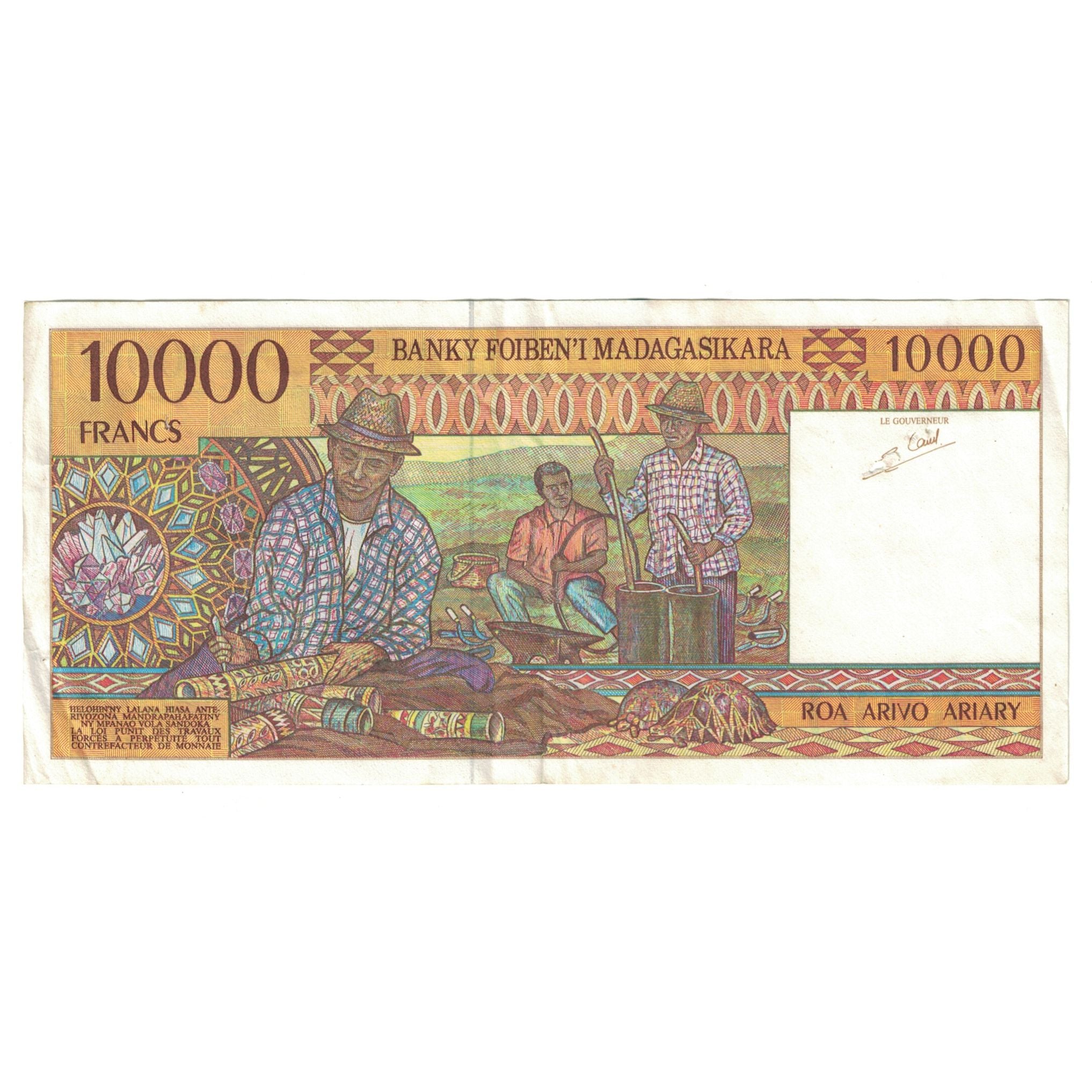 Banknote, Madagascar, 10,000 Francs = 2000 Ariary, KM:79b, EF(40-45)