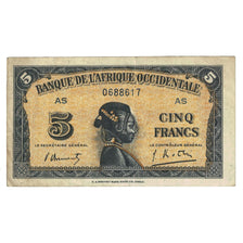 Banknot, Francuska Afryka Zachodnia, 5 Francs, 1942, 1942-12-14, KM:28b