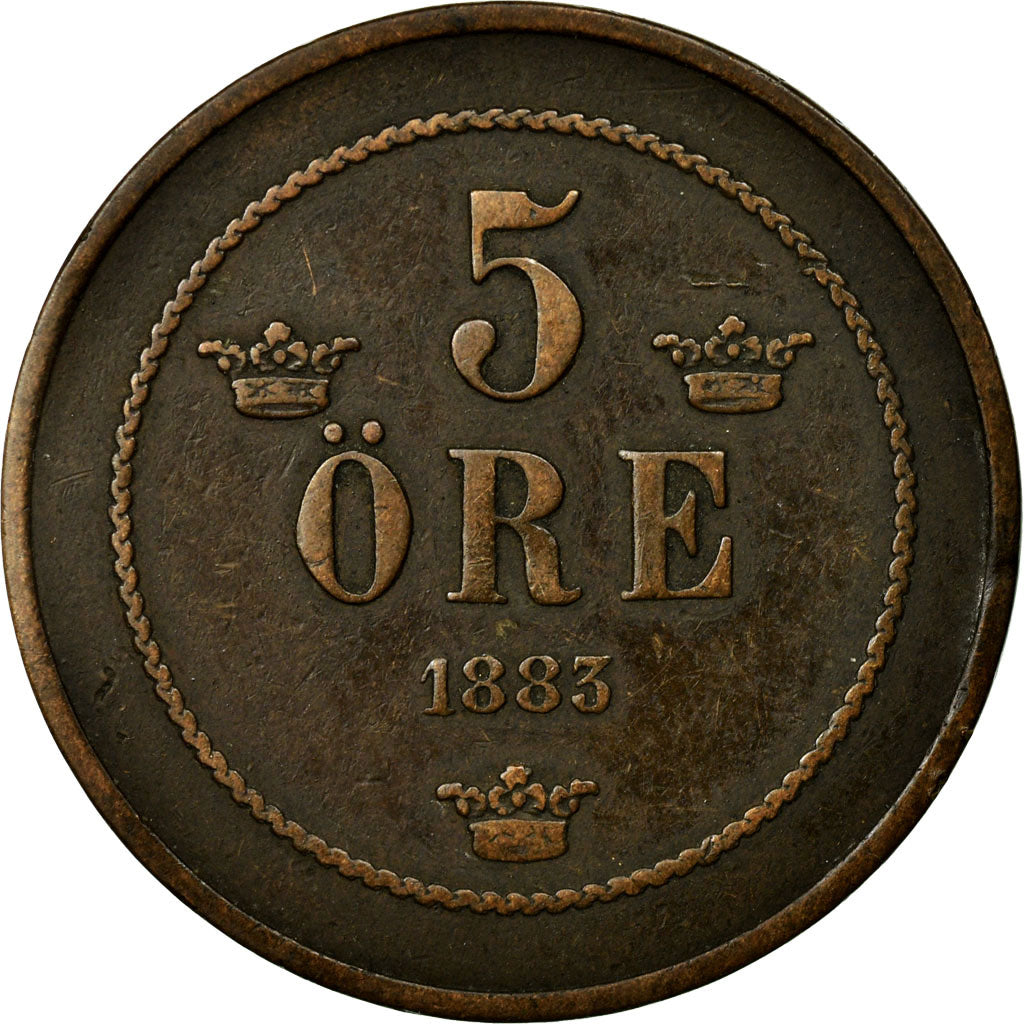 Monnaie, Suède, Oscar II, 5 Öre, 1883, TB+, Bronze, KM:736
