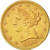 United States, Coronet Head, $5, 1893, U.S. Mint, Philadelphia, AU(50-53),KM101