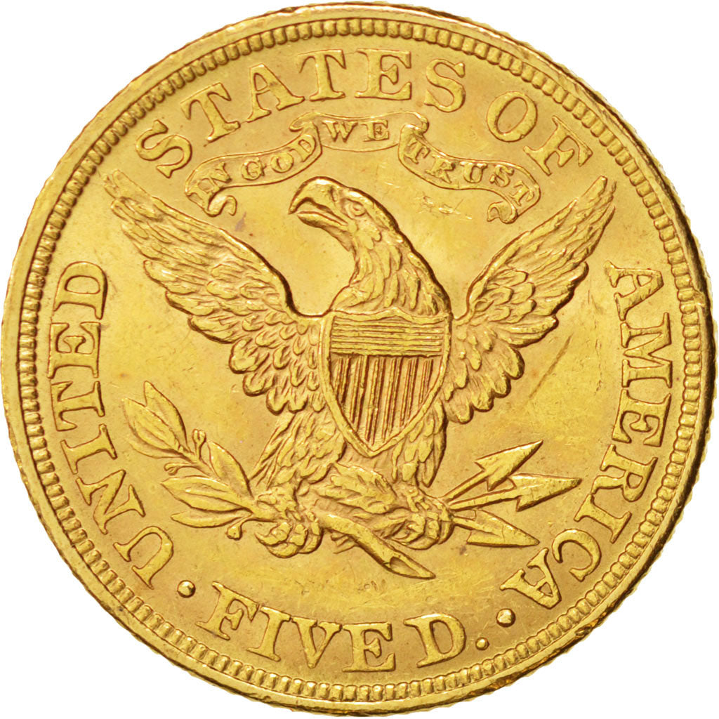 United States, Coronet Head, $5, 1893, U.S. Mint, Philadelphia, AU(50-53),KM101