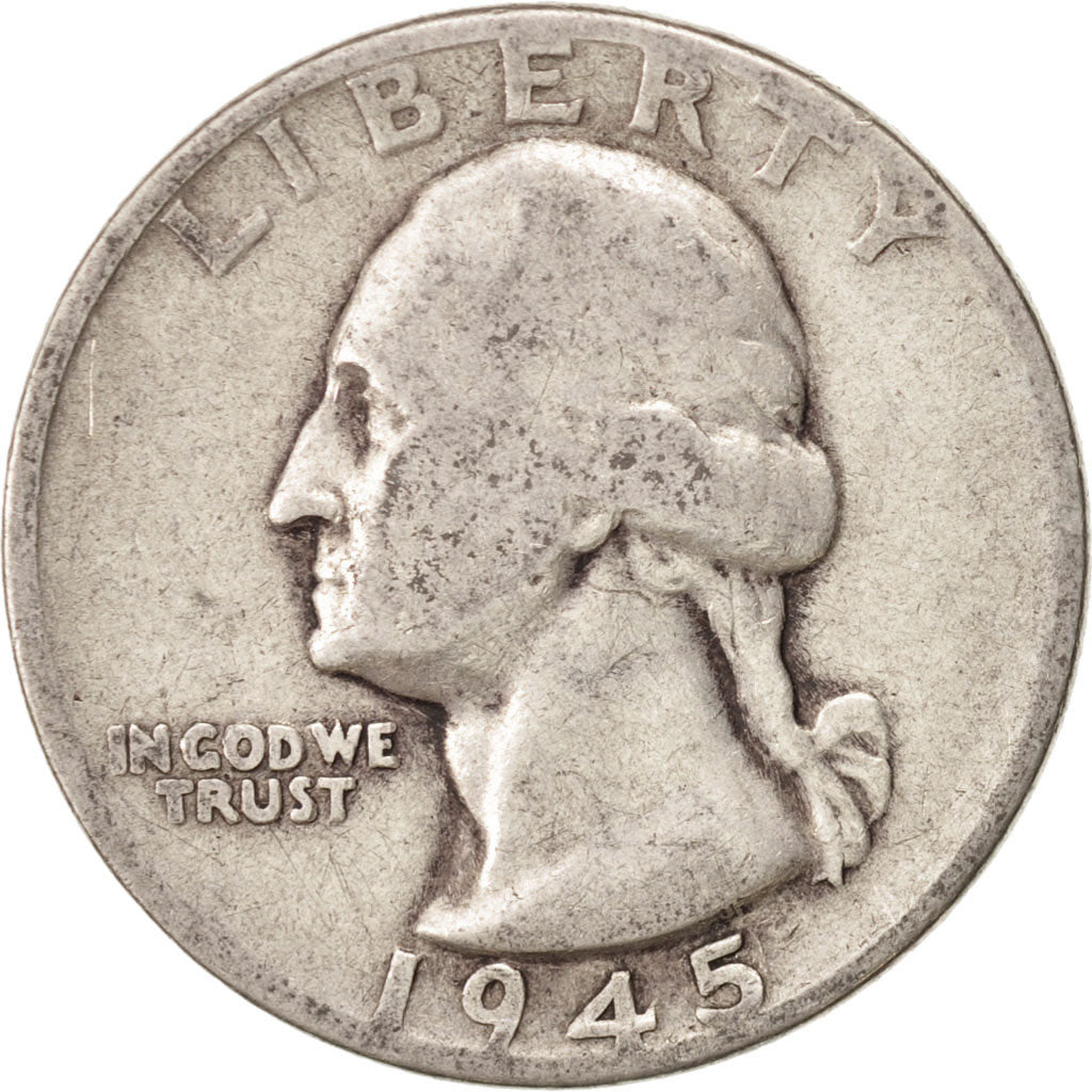 United States, Washington Quarter, 1945, U.S. Mint, Philadelphia,VF(20-25),KM164