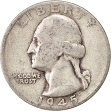 United States, Washington Quarter, 1945, U.S. Mint, Philadelphia,VF(20-25),KM164