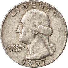 United States, Washington Quarter, 1957, U.S. Mint, Denver, EF(40-45), KM 164