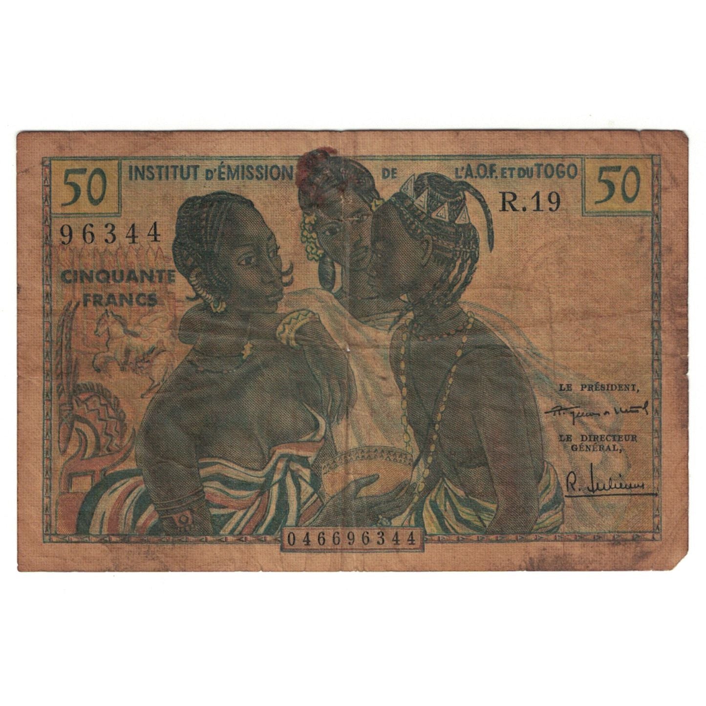 Banknote, French West Africa, 50 Francs, KM:45, VF(20-25)