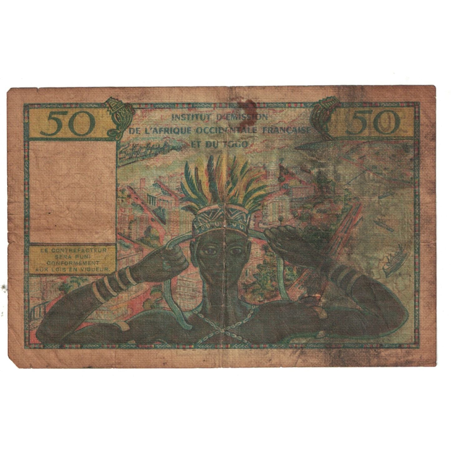 Banknote, French West Africa, 50 Francs, KM:45, VF(20-25)