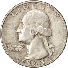 United States, Washington Quarter, 1963, U.S. Mint, Denver, EF(40-45), KM 164