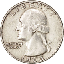 United States, Washington Quarter, 1963, U.S. Mint, Denver, EF(40-45), KM 164