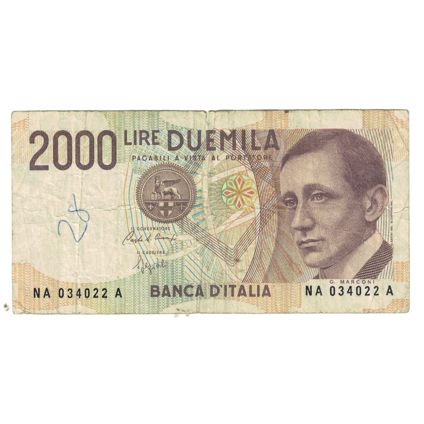 Banknote, Italy, 2000 Lire, 1990, 1990-10-03, KM:115, VF(20-25)