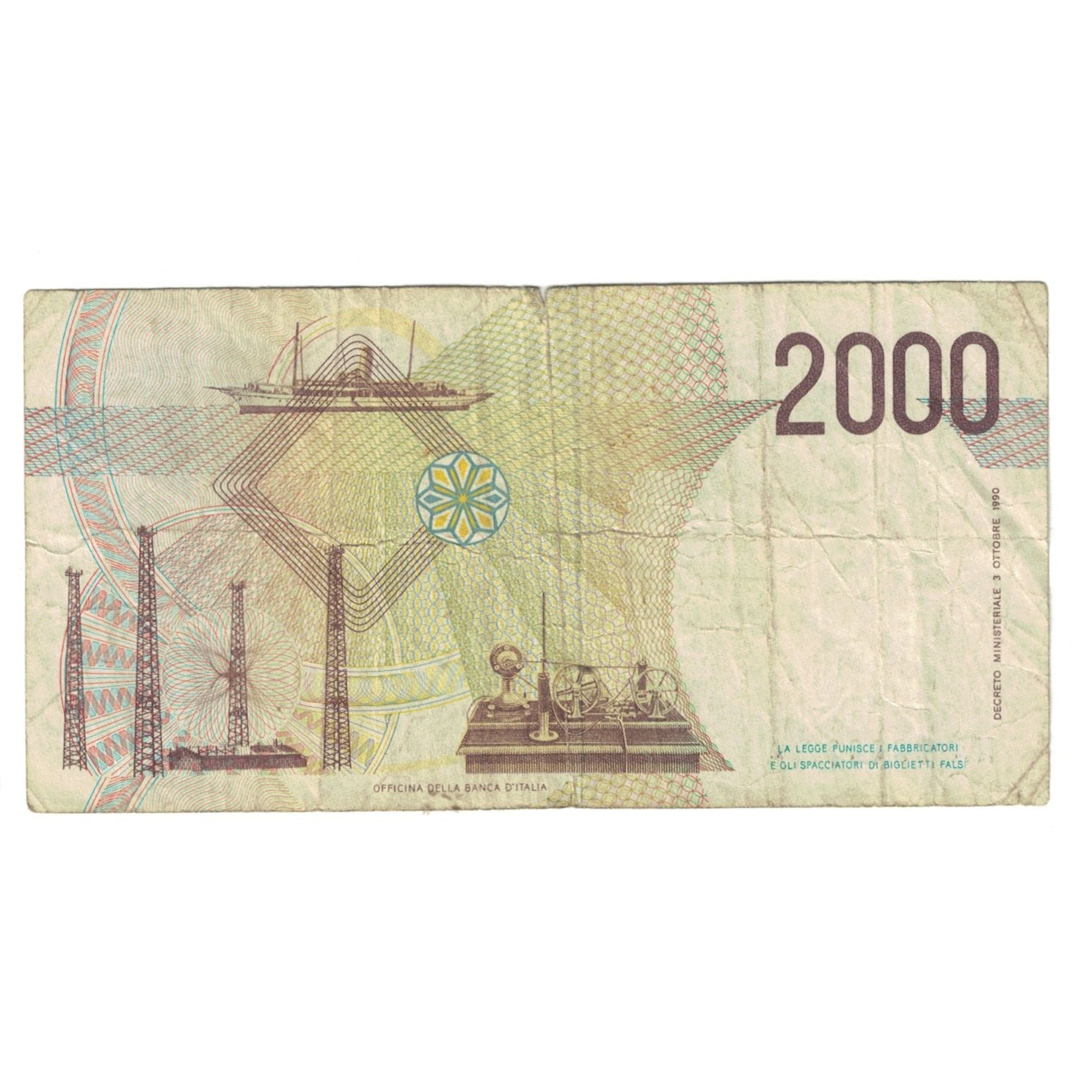 Banknote, Italy, 2000 Lire, 1990, 1990-10-03, KM:115, VF(20-25)