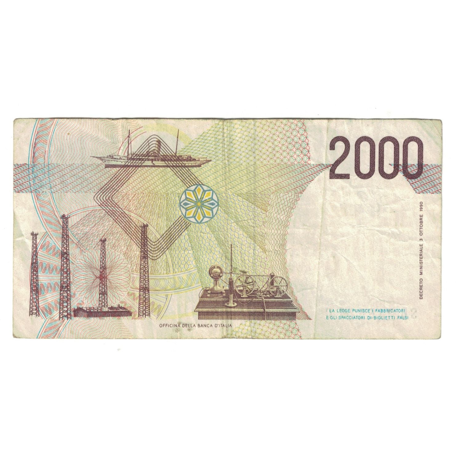 Banknote, Italy, 2000 Lire, 1990, 1990-10-03, KM:115, VF(20-25)