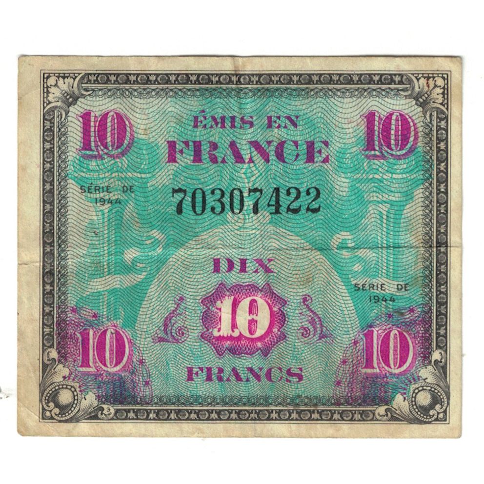 France, 10 Francs, 1944, TB, Fayette:VF18.1, KM:116a